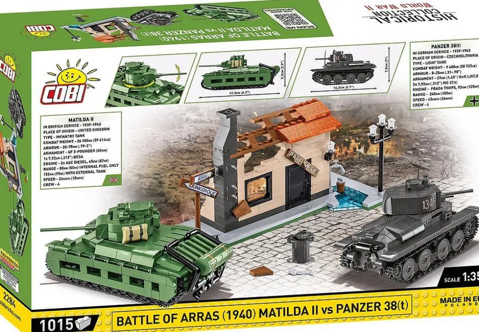 Cobi: World War II - Battle of Arras 1940 Matilda II vs. Panzer 38(t) Tank Historical Collection 1/35th Scale Building Block Construction Set (1015 Pieces)