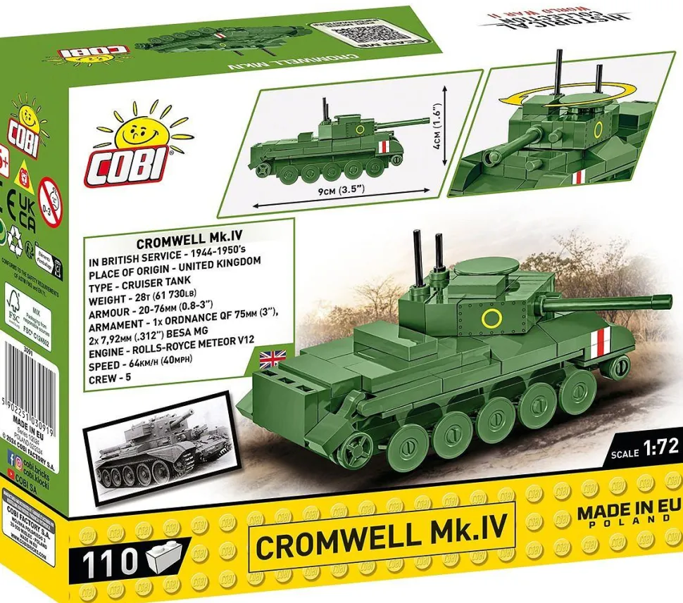 Cobi: World War II - Cromwell Mk.IV Tank Historical Collection 1/72 Scale Building Block Construction Set (110 Pieces)