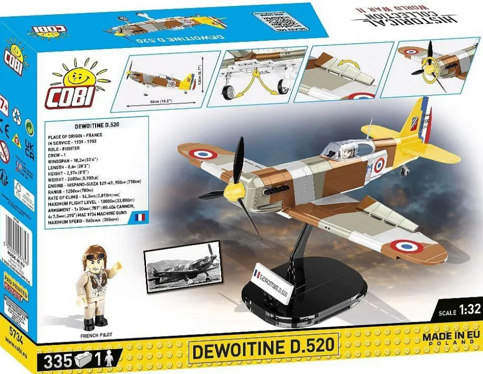 Cobi: World War II - Dewoitine D.520 Fighter Plane Historical Collection 1/32 Scale Building Block Construction Set (335 Pieces)