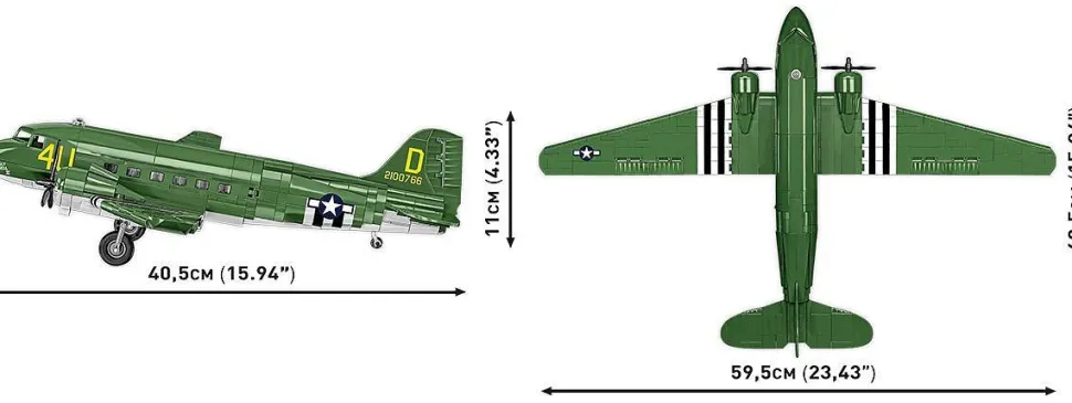 Cobi: World War II - Douglas C-47 Skytrain "Dakota" Transport Plane Historical Collection 1/48th Scale Building Block Construction Set (896 Pieces)