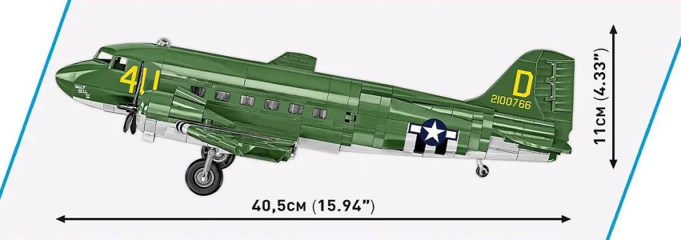 Cobi: World War II - Douglas C-47 Skytrain "Dakota" Transport Plane Historical Collection 1/48th Scale Building Block Construction Set (896 Pieces)