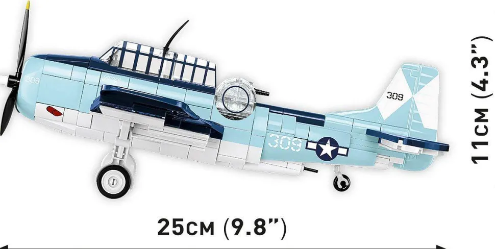 Cobi: World War II - Grumman TBF Avenger Torpedo Bomber Plane Historical Collection 1/48th Scale Building Block Construction Set (392 Pieces)