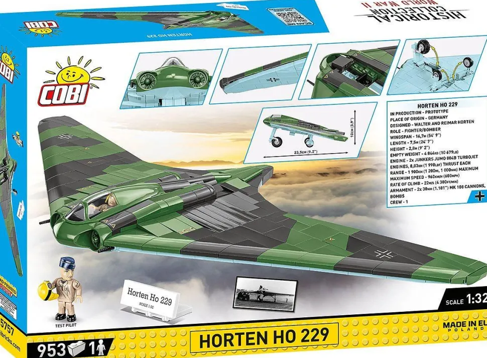 Cobi: World War II - Horten HO 229 Fighter Bomber Plane Historical Collection 1/32 Scale Building Block Construction Set (953 Pieces)