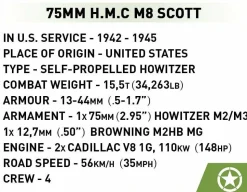 Cobi: World War II - Howitzer Motor Carriage H.M.C M8 Scott Tank Historical Collection 1/35th Scale Building Block Construction Set (525 Pieces)