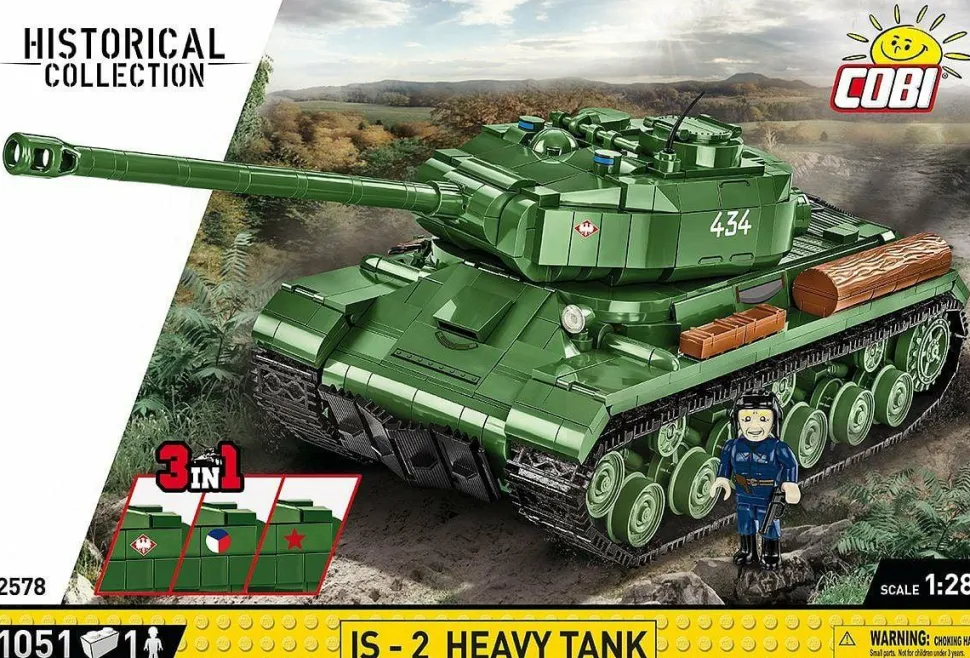 Cobi: World War II - IS-2 Heavy Tank 3-in-1 Historical Collection 1/28th Scale Building Block Construction Set (1051 Pieces)