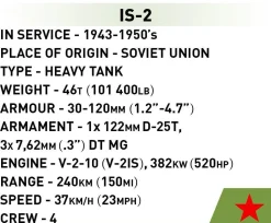 Cobi: World War II - IS-2 Tank Historical Collection 1/72 Scale Building Block Construction Set (130 Pieces)