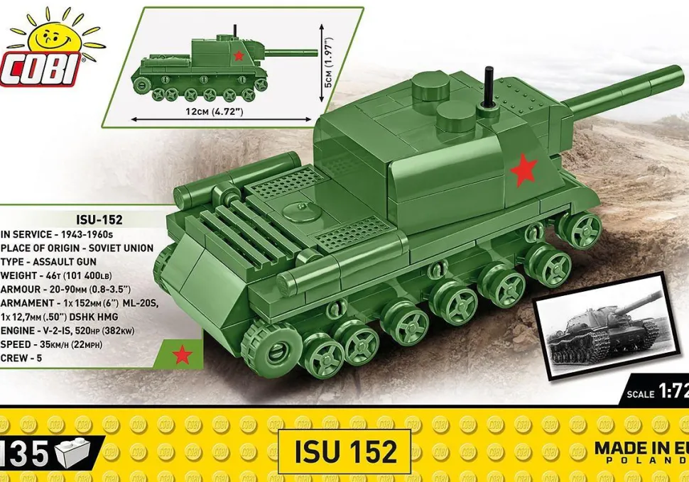 Cobi: World War II - ISU 152 Tank Historical Collection 1/72 Scale Building Block Construction Set (135 Pieces)