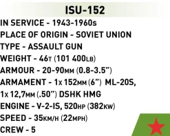Cobi: World War II - ISU 152 Tank Historical Collection 1/72 Scale Building Block Construction Set (135 Pieces)