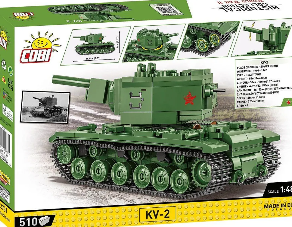 Cobi: World War II - KV-2 Tank Historical Collection 1/48th Scale Building Block Construction Set (510 Pieces)