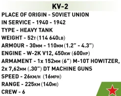 Cobi: World War II - KV-2 Tank Historical Collection 1/48th Scale Building Block Construction Set (510 Pieces)