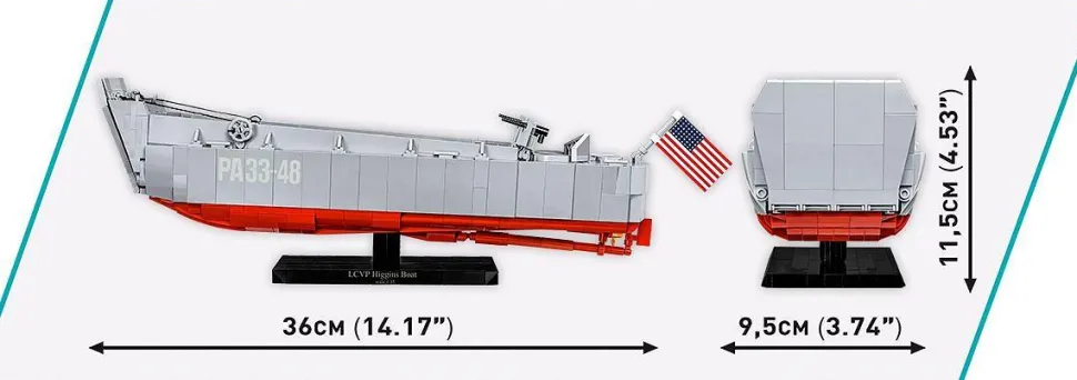 Cobi: World War II - LCVP Higgins Boat Historical Collection 1/35th Scale Building Block Construction Set (715 Pieces)