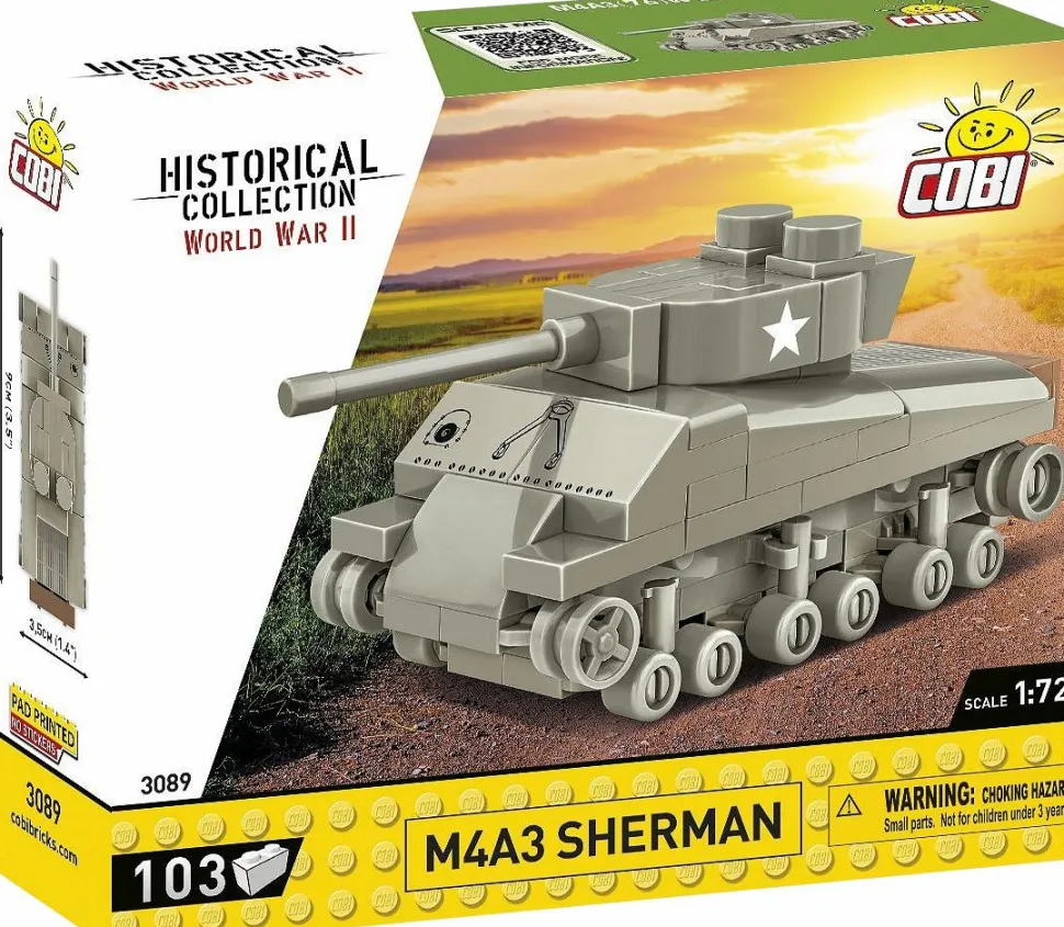 Cobi: World War II - M4A3 Sherman Tank Historical Collection 1/72 Scale Building Block Construction Set (103 Pieces)