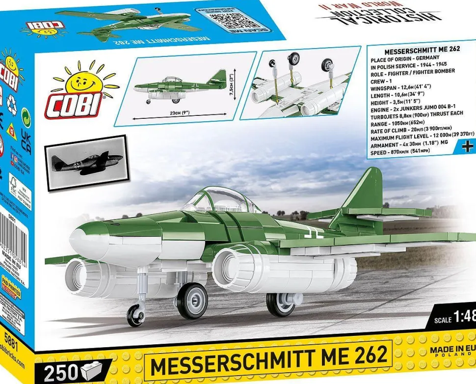 Cobi: World War II - Messerschmitt ME 262 Fighter Bomber Plane Historical Collection 1/48th Scale Building Block Construction Set (250 Pieces)