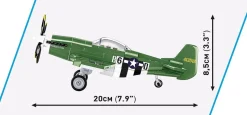 Cobi: World War II - North American P-51D Mustang Fighter Plane Historical Collection 1/48th Scale Building Block Construction Set (152 Pieces)