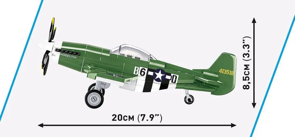 Cobi: World War II - North American P-51D Mustang Fighter Plane Historical Collection 1/48th Scale Building Block Construction Set (152 Pieces)