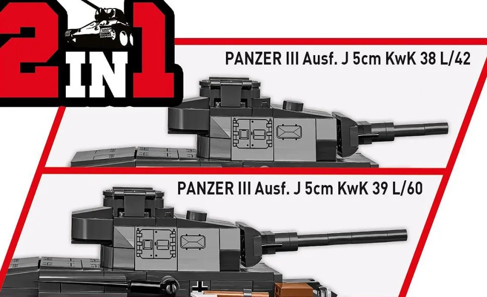 Cobi: World War II - Panzer III Ausf. J 2-in-1 Tank Historical Collection 1/35th Scale Building Block Construction Set (590 Pieces)