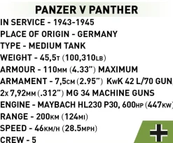 Cobi: World War II - Panzer V Panther Tank Historical Collection 1/72 Scale Building Block Construction Set (126 Pieces)