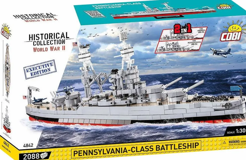 Cobi: World War II - Pennsylvania-Class Battleship 2-in-1 Executive Edition Historical Collection 1/300th Scale Building Block Construction Set (2088 Pieces)