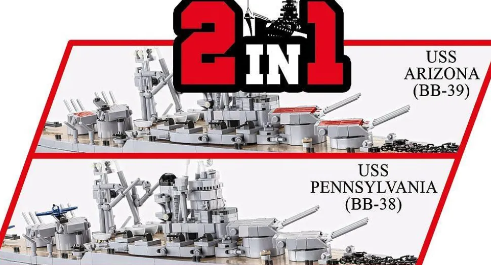Cobi: World War II - Pennsylvania-Class Battleship 2-in-1 Executive Edition Historical Collection 1/300th Scale Building Block Construction Set (2088 Pieces)