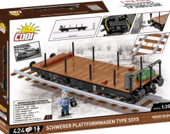 Cobi: World War II - Schwerer Plattwormwagen Typ SSYS Freight Train Car Historical Collection 1/35th Scale Building Block Construction Set (424 Pieces)