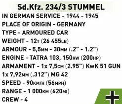 Cobi: World War II - Sd.Kfz. 234/3 Stummel Tank Historical Collection 1/35th Scale Building Block Construction Set (438 Pieces)