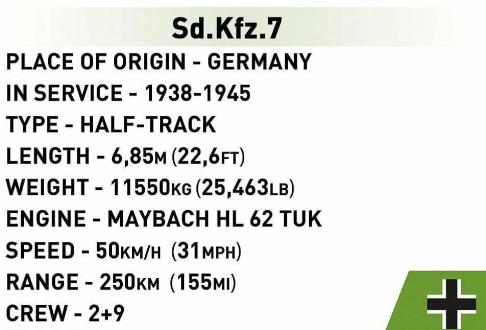 Cobi: World War II - Sd.Kfz.7 Half-Track Historical Collection 1/35th Scale Building Block Construction Set (439 Pieces)