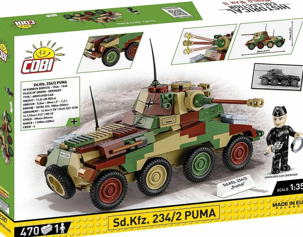 Cobi: World War II - Sd.Kfz. 234/2 Puma Tank Historical Collection 1/35th Scale Building Block Construction Set (470 Pieces)