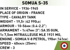 Cobi: World War II - Somua S-35 Tank Historical Collection 1/72 Scale Building Block Construction Set (99 Pieces)