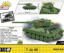 Cobi: World War II - T-34-85 Tank Historical Collection 1/72 Scale Building Block Construction Set (110 Pieces)