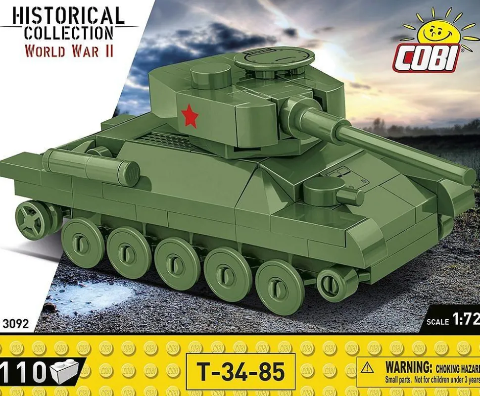 Cobi: World War II - T-34-85 Tank Historical Collection 1/72 Scale Building Block Construction Set (110 Pieces)
