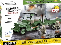 Cobi: World War II - Willys MB Jeep & Trailer Historical Collection 1/35th Scale Building Block Construction Set (200 Pieces)