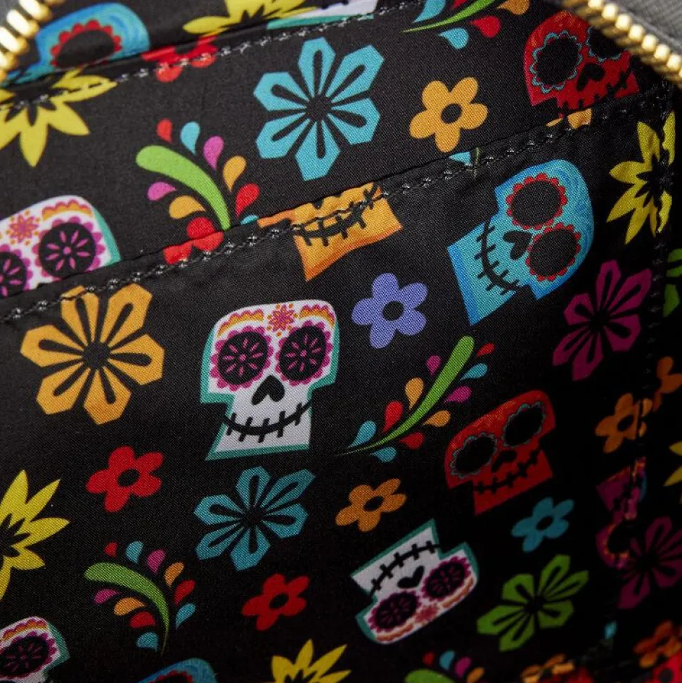 Coco - Miguel Calavera Floral Skull 6" Faux Leather Crossbody Bag