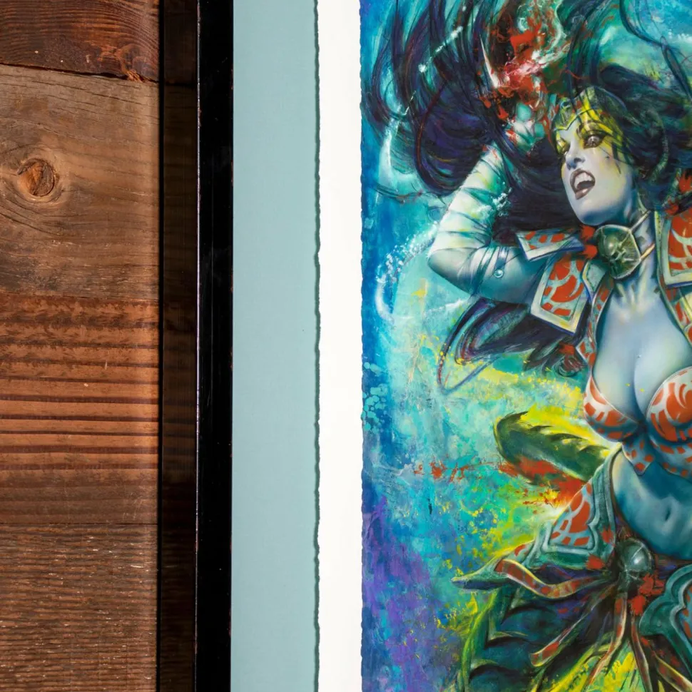 Court of the Dead - Gallevarbe: Eviscerator Art Print by Olivia De Berardinis (Framed Black on Teal)
