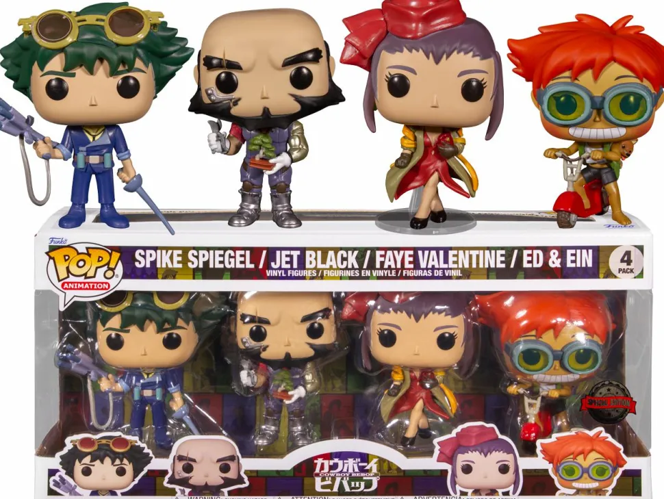 Cowboy Bebop - Spike Spiegel, Jet Black, Faye Valentine, Ed & Ein Pop! Vinyl Figure 4-Pack