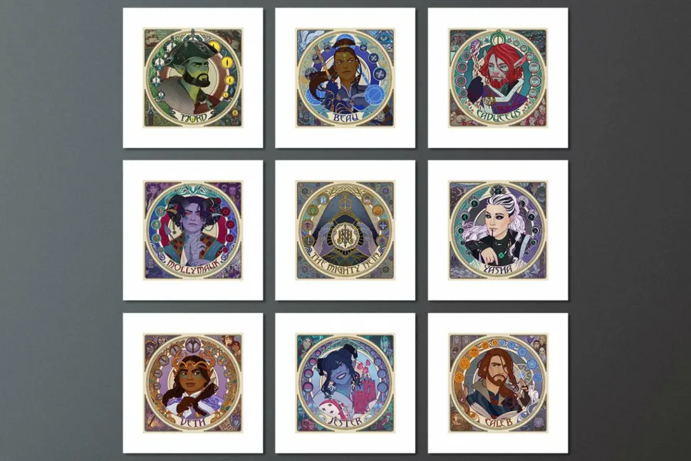 Critical Role - Mighty Nein Portrait Series Fine Art Prints by Sam Hogg (Set of 9)