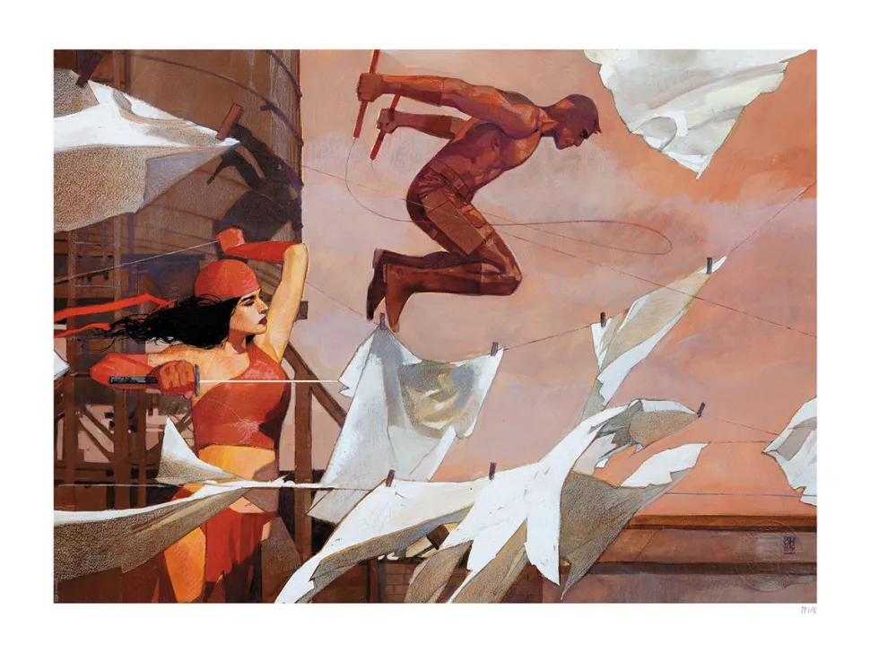 Daredevil - Daredevil & Elektra Fine Art Print by Alex Maleev