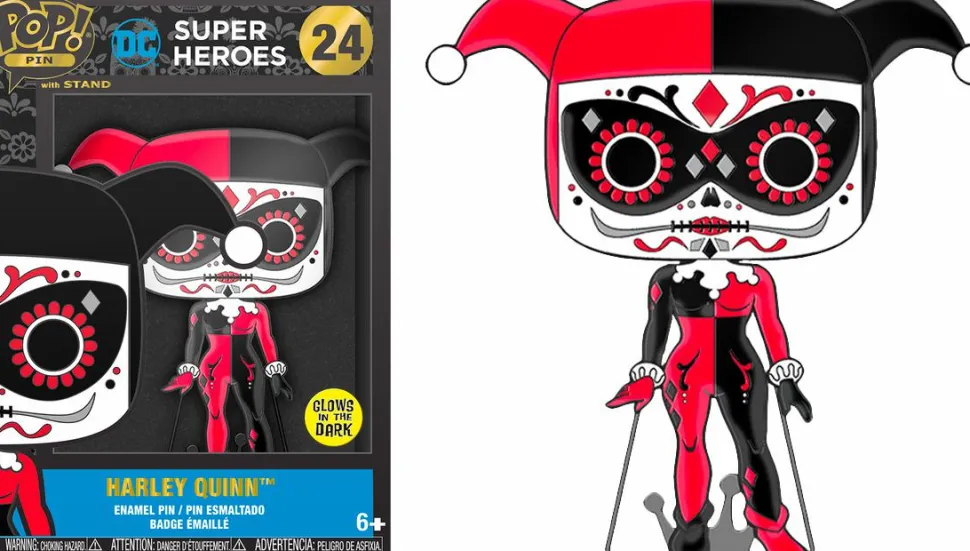 DC Comics - Harley Quinn Day of Dead Glow-in-the-Glow 4" Enamel Pop! Pin