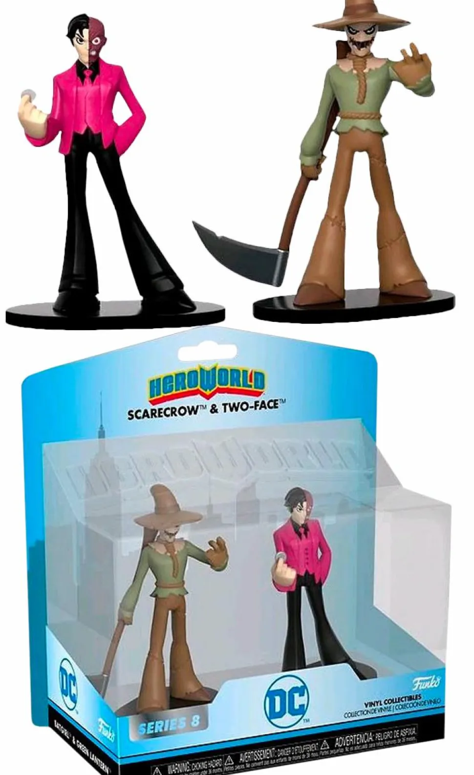 DC Comics - HeroWorld Two-Face & Scarecrow 4” Vinyl Figure 2-Pack
