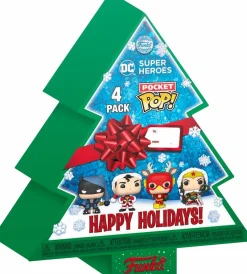 DC Super Heroes - Christmas Tree Holiday Box Pocket Pop! Vinyl 4-Pack