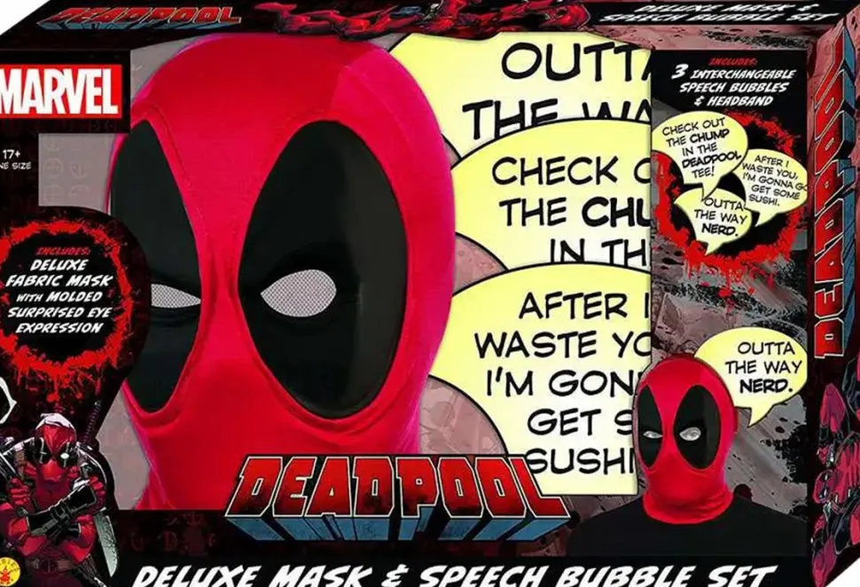 Deadpool - Deadpool Deluxe Mask & Speech Bubble Adult Roleplay Costume Accessory Pack (One Size Fits Most)