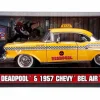 Deadpool - Deadpool with 1957 Chevy Bel Air Yellow Taxi 1/24th Scale Die-Cast Vehicle Replica