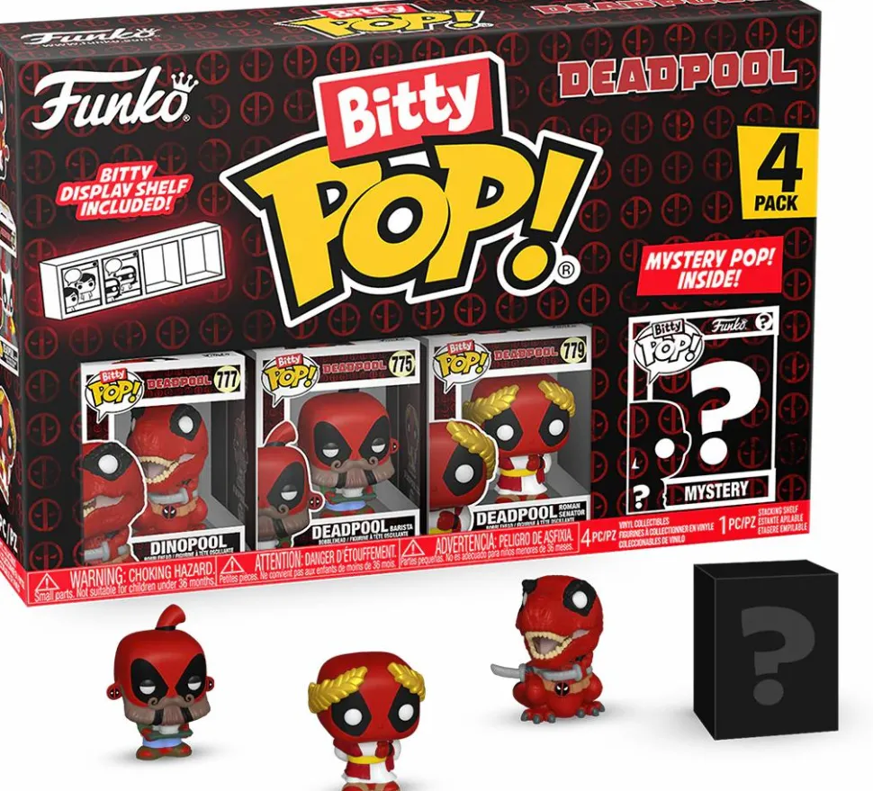 Deadpool - Dinopool, Deadpool (Barista), Deadpool (Roman Senator) & Mystery Bitty Pop! Vinyl Figure 4-Pack