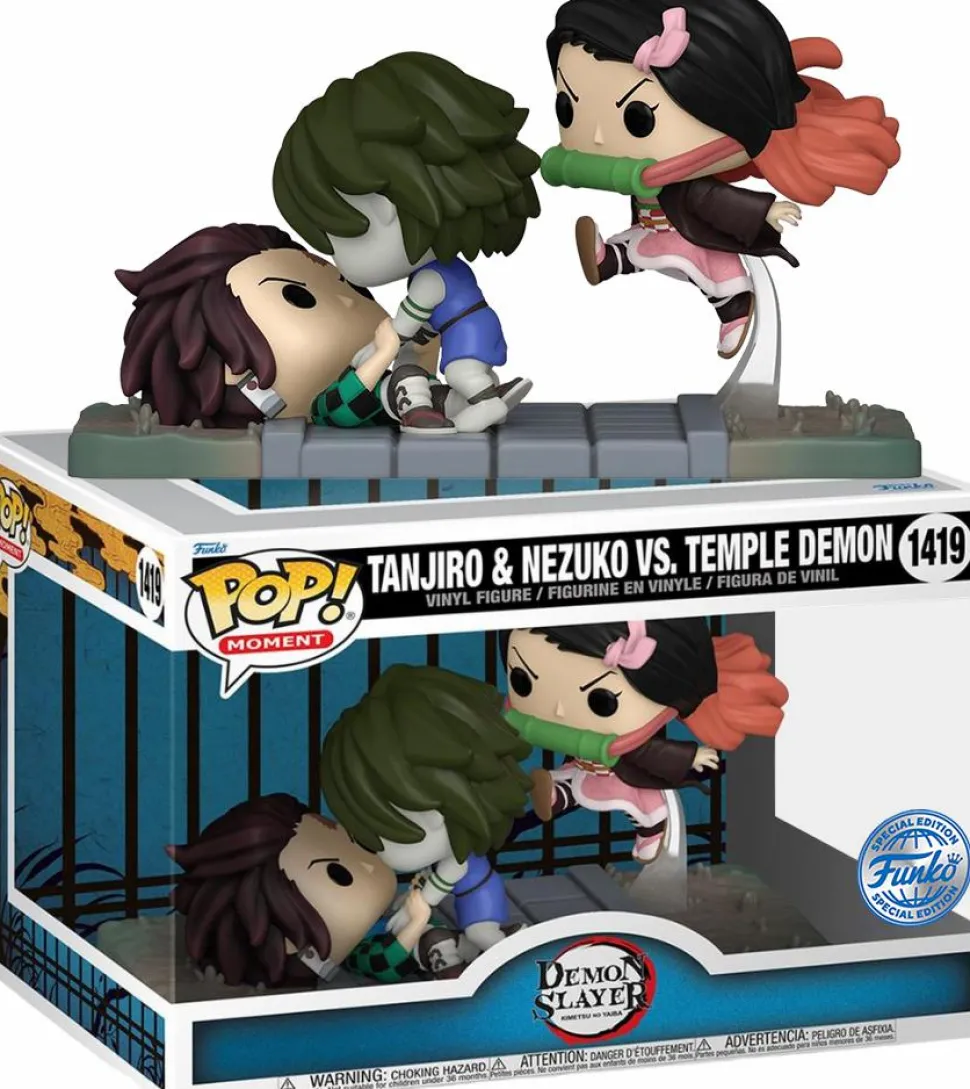 Demon Slayer - Tanjiro & Nezuko Vs Temple Demon Pop! Moment Vinyl Figure