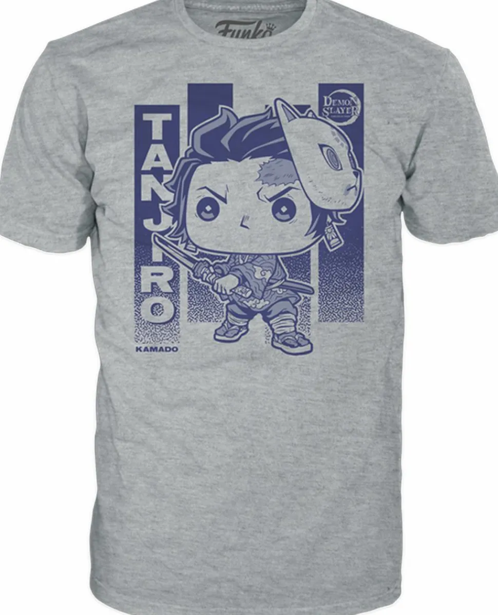 Demon Slayer - Tanjiro Kamado Pop! Tees Unisex Grey T-Shirt