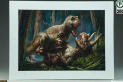 Dinosauria - T-Rex vs Triceratops Premium Art Print by RJ Palmer