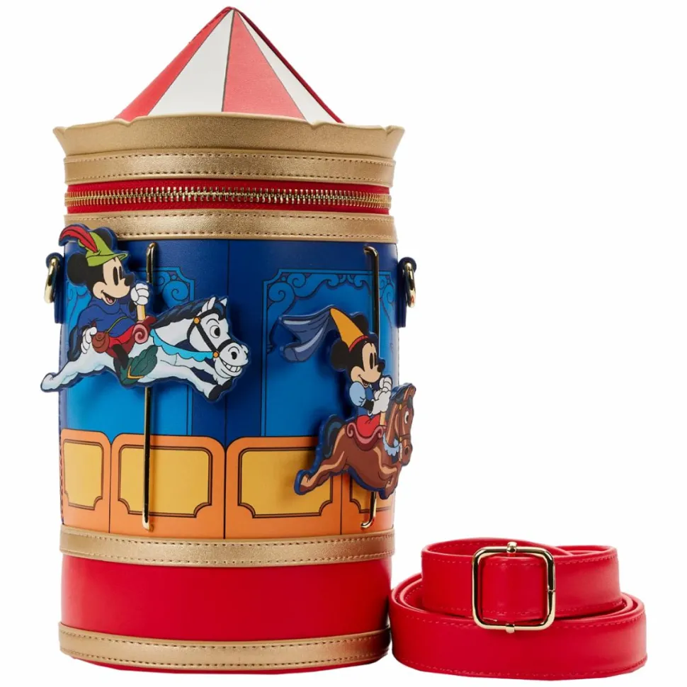 Disney - Brave Little Tailor Mickey & Minnie Carousel 5” Faux Leather Crossbody Bag