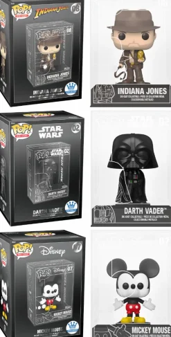Disney - Indiana Jones, Darth Vader & Mickey Mouse Diecast Metal Pop! Vinyl Figure Bundle (Set of 3) (Funko / Popcultcha Exclusive)