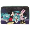 Disney - Mickey & Minnie Date Night Drive-In 4" Faux Leather Zip-Around Wallet