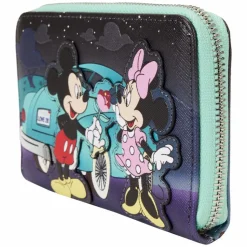 Disney - Mickey & Minnie Date Night Drive-In 4" Faux Leather Zip-Around Wallet