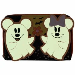 Disney - Mickey & Minnie Floral Ghost Glow in the Dark 4" Faux Leather Zip-Around Wallet